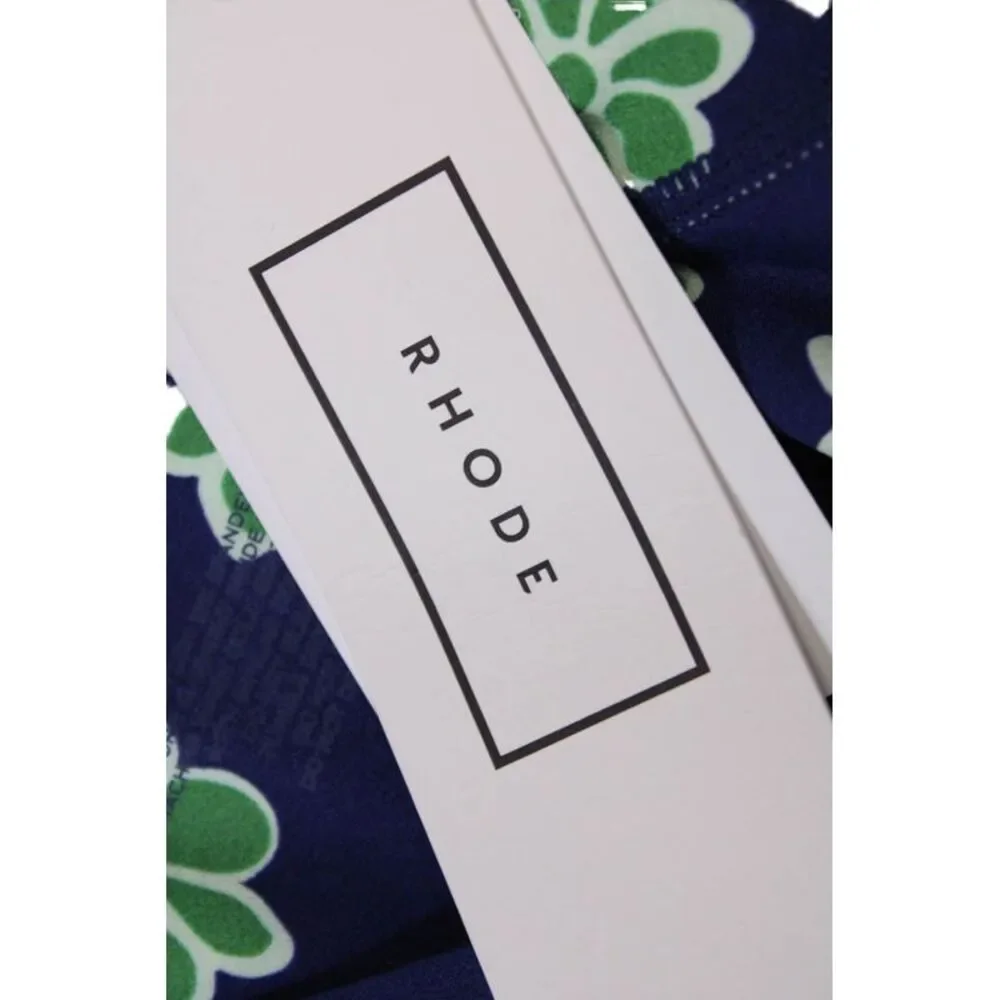 Rhode Womens Stretch Floral Print Mid-Rise Activewear Bike Shorts Blue Size XS